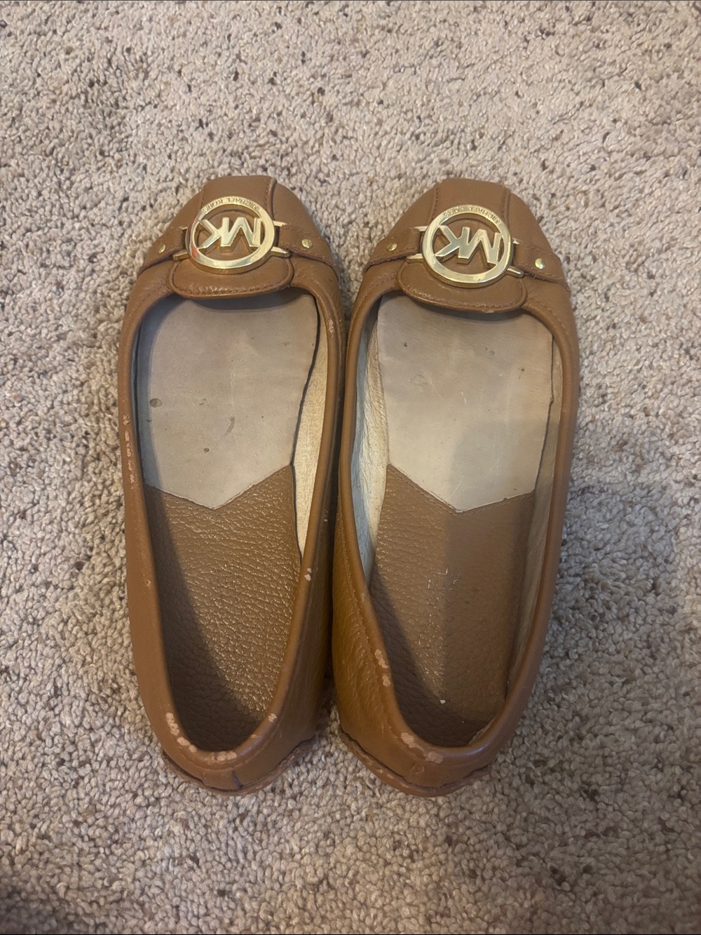 Michael Kors Brown Leather MK Logo Ballet Flats